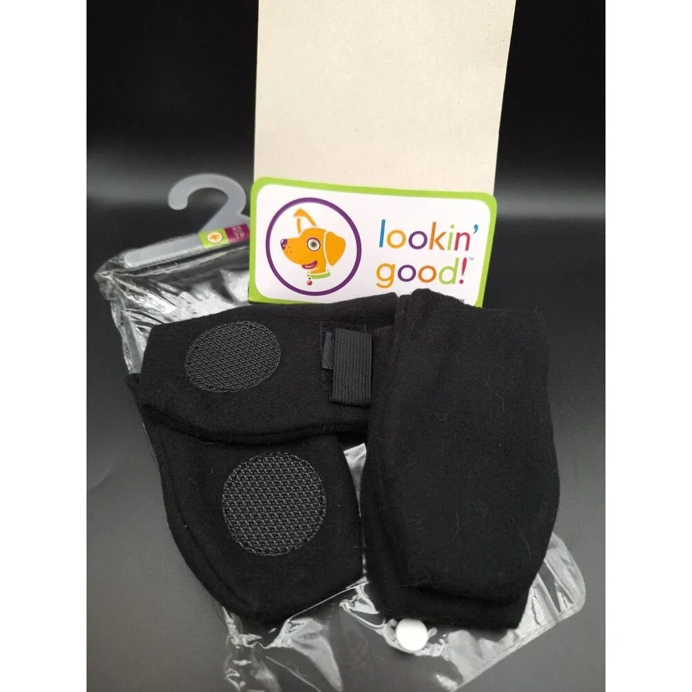 Lookin' Good XS Adjustable Arctic Non Skid Fleece Boots for Dogs Black